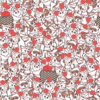Seamless pattern naughty cat playing with yarn vector