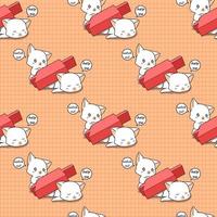 Seamless adorable cat crushed by red candle stick pattern vector
