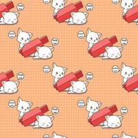 Seamless adorable cat crushed by red candle stick pattern vector