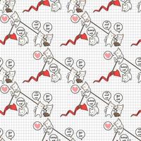 Seamless kawaii cats lifting red arrow up pattern vector