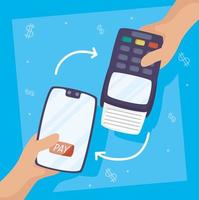 Online payment technology with smartphone vector