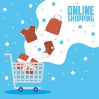 Shopping cart for online shopping and e-commerce vector