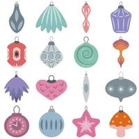 Set of christmas tree decorations vector