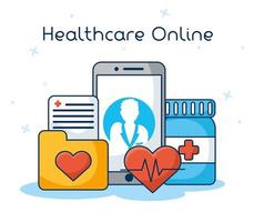 tecnología sanitaria online a través de un smartphone vector