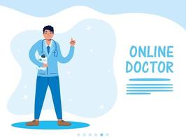 Online health technology with doctor character vector