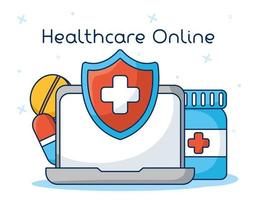 Online healthcare technology via laptop vector