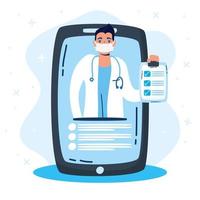 tecnología de salud en línea a través de un teléfono inteligente vector