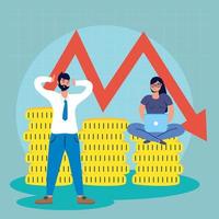 Businesspeople with stock market crash icon vector