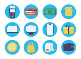 Online payment technology icon set vector
