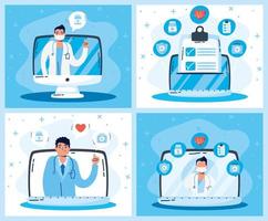 Online health technology and gadgets set vector