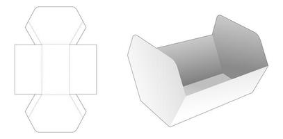 Unequal hexagonal shaped tray with lid die cut template vector