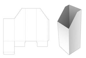 Chamfered tall stationery box with window die cut template vector