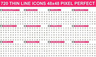 Bundle of thin line icons vector