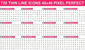 Bundle of thin line icons vector