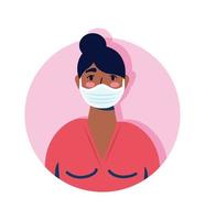 Woman wearing a face mask avatar character vector