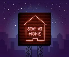 Stay at home, coronavirus neon sign vector