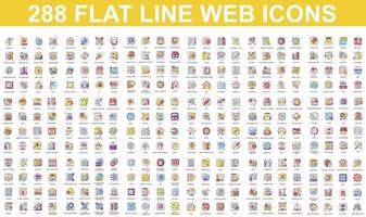 Bundle of colorful flat line icons vector