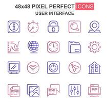 User interface colorful thin line icon set vector