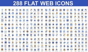 Bundle of blue and orange flat icons vector