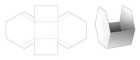 Plantilla troquelada de envase de aperitivo hexagonal de cartón vector