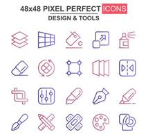 Design and tools thin line icon set vector