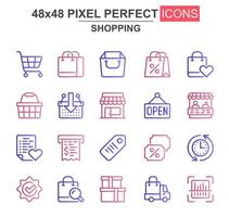 Shopping thin line icon set vector