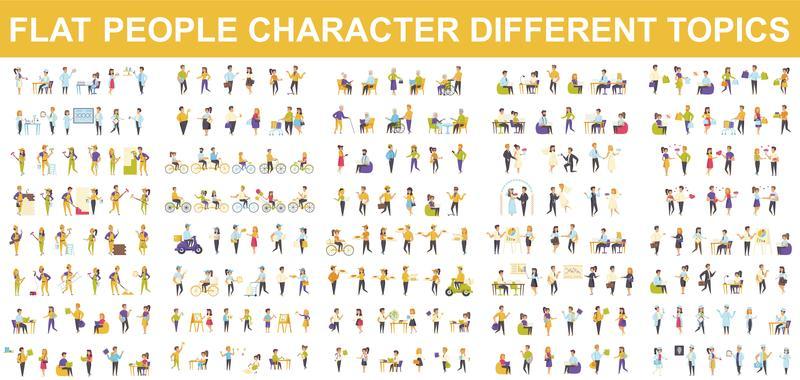 Bundle of flat people characters