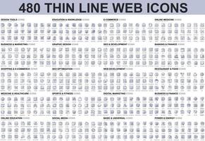 Bundle of thin line icons vector