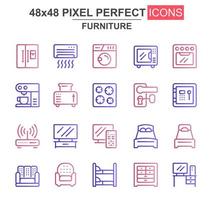 Furniture thin line icon set vector