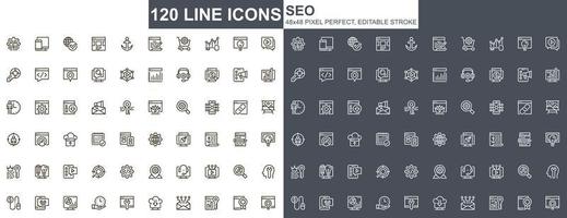 Seo optimization thin line icons set vector