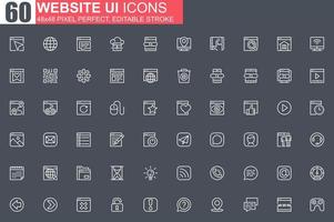 Website UI thin line icon set vector