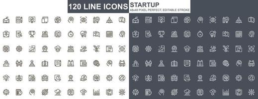 Startup thin line icons set vector