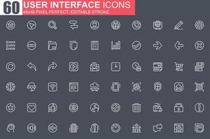 interfaz de usuario conjunto de iconos de línea delgada vector