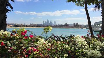 das Palmengebäude Dubai obwohl Strandblumen 4k video