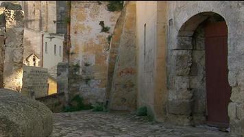 Cobblestone buildings and street in Italy video