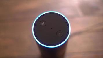 Amazon Echo on Desk with Light Ring Activiated 4K video