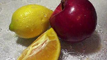 Slow Motion Water Drops on Fruits video