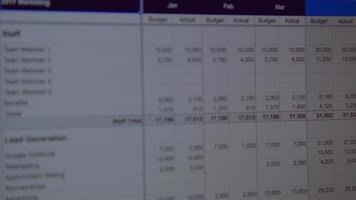 video av kalkylblad på en datorskärm