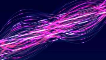 Shiny purple lines forming a helix spinning on 4K blue background