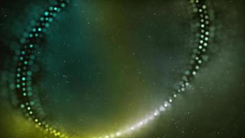 glanzende ring gevormd met gloeiende stippen die op 4k deep space-achtergrond draaien