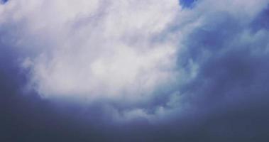 Time lapse of big cumulus clouds with little swirls moving slowly from left to right in 4K video