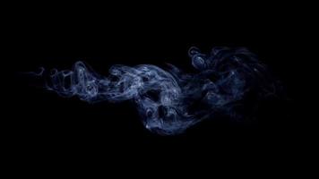 Hypnotic white smoke with horizontal path moving in darkness in 4K