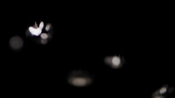 extrem närbild av stora akvariumbubblor som flyter snabbt i förgrunden med mörk bakgrund i 4k