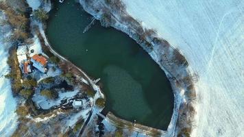filmagem do drone - lago congelado