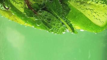 Extreme Close Up Of Mint Lime And Soda