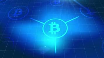 bitcoin cryptocurrency icon animation blue digital elements technology background video