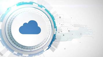 cloud data store icon animation white digital elements technology background video