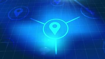 location icon animation blue digital elements technology background video