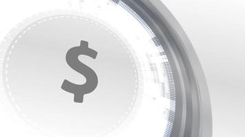 dólar moneda icono animación blanco elementos digitales tecnología fondo video