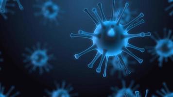 Virus Cells, Viruses, Virus Cells under microscope, floating in fluid with blue background